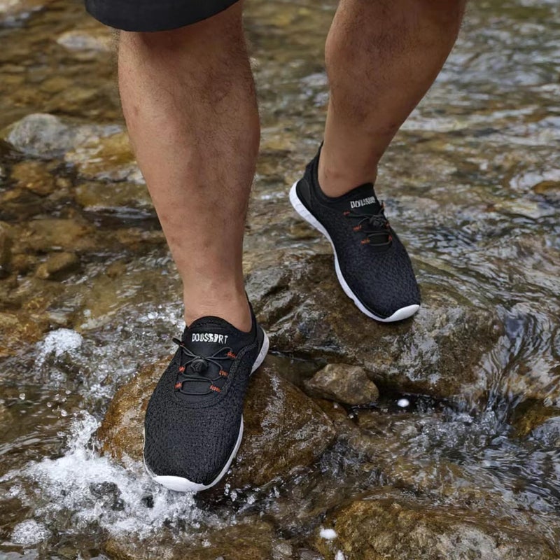 DOUSSPRT Men's Water Shoes Quick Drying Sports Aqua Shoes Blackwhite Size 10 - Image 2